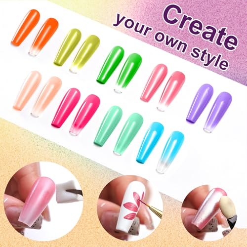 Gradient Painting Gel, 9 Colors Ombre Gel Nail Polish Sponging - color: Rainbow Candy(01)