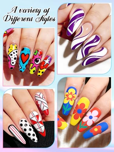 Kalolary 48 Color Nail Art Markers Set 3D Nail Art Pens Point Nail - color: 48 Color - C