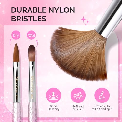 MelodySusie 3Pcs Acrylic Nail Brush Set,Size 8/10/14 - color: 3pcs pink-Brushes