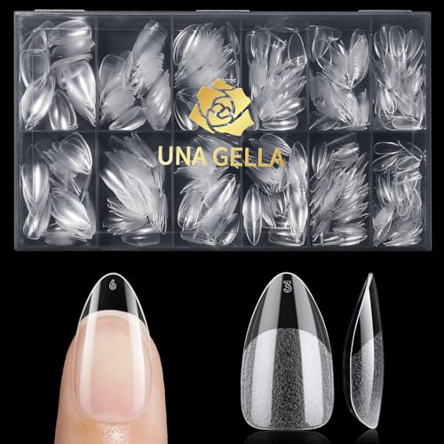 UNA GELLA Short Almond Nail Tips 240PCS Pre-Shape Gel Nail Tips