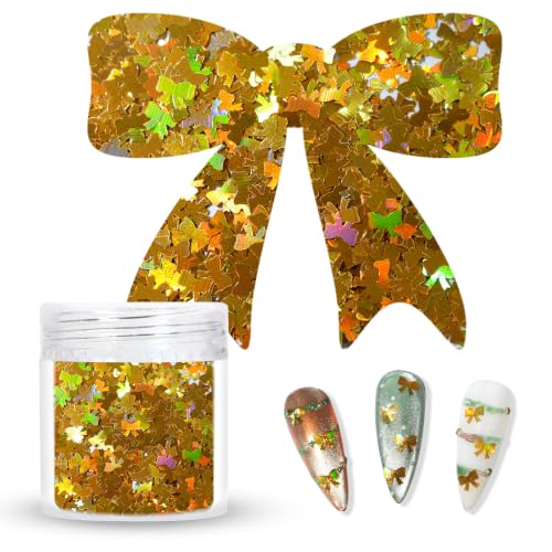 Laza 2.5g Chunky Glitter Bowknot Shaped Confetti Nail Sequins - color: Metallic Gold