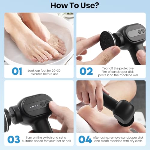 2-in-1 Electric Callus Remover for Feet, Professional Pedicure Tools Gift - color: Space Black