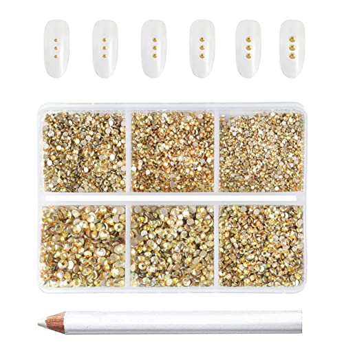 Beadsland Flatback Rhinestones, Metal Sunlight, 7200pcs Mixed 6 Sizes - color: Metal Sunlight