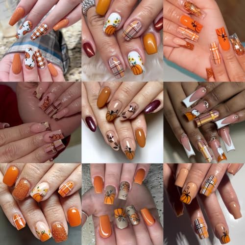 6 Sheets Fall Nail Stickers 3D Self-Adhesive Thanksgiving Nail Decals Autumn Maple Leaf Nail Art Stickers Pumpkin Fruit Fallen Leaves Sunflower Nail Design for Women Holiday DIY Manicure Accessories - color: Fall