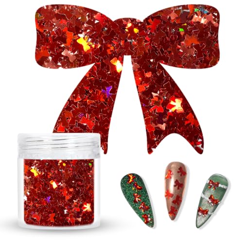 Laza 2.5g Chunky Glitter Bowknot Shaped Confetti Nail Sequins - color: Metallic Red