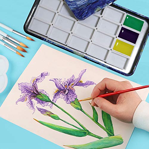 FCLUB Metal Watercolor Palette with 20 Wells Full Pans and Magnetic Strips - color: Starry Night, size: 6.7" x 6.7" x 0.6"