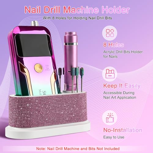 ANGNYA Nail Drill Machine Holder Efile Stand and Organizer Storage Box Case - color: Pink