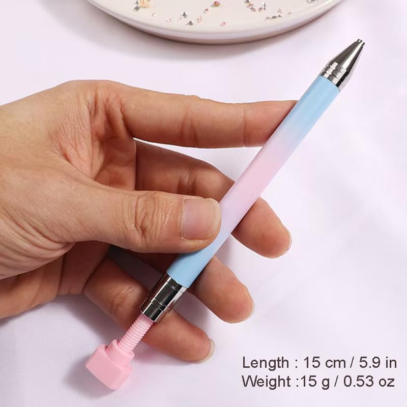 Rhinestone Picker Tool, Refillable Wax Pen with 1 Additional Pack of Wax Refills, Rhinestone Pickup Pen for Diamond Art Painting and Nail Art Design