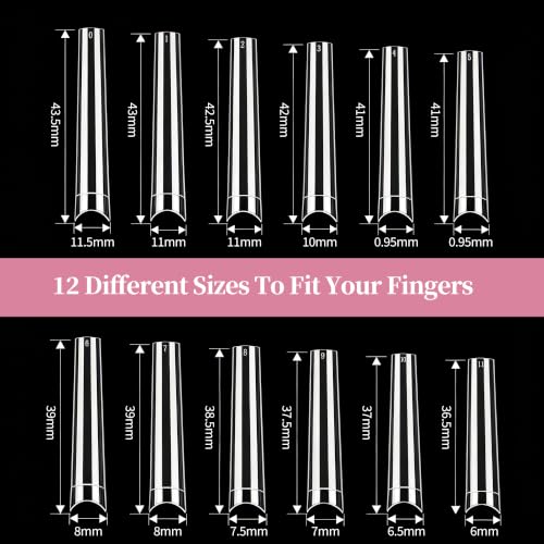 2XL Coffin Nail Tips, Long Half Cover Gel Tips 504 Pcs - size: Long trapezoid