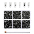Beadsland Flatback Rhinestones, Black, 7200pcs Mixed 6 Sizes - color: Black