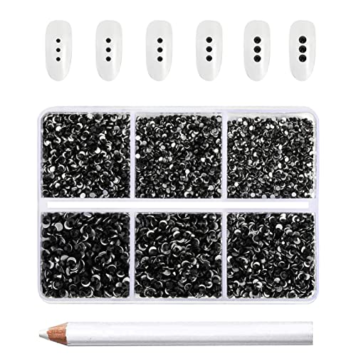 Beadsland Flatback Rhinestones, Black, 7200pcs Mixed 6 Sizes - color: Black