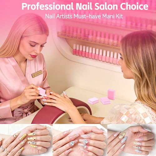 SALVMARY Mini Nail Buffer Blocks Files 100/180 Grit Pink 100 Pcs - size: Mini Nail Buffer - Pink 100Pcs
