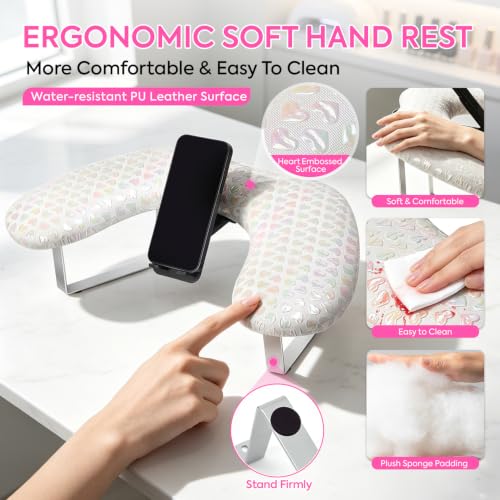 Arm Rest for Nails Tech, Manicure Hand Rest, U-shaped Armrest - color: White