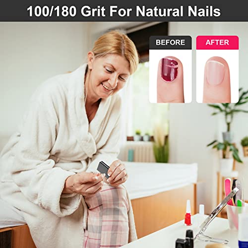 Diesisa Buffer Block Nail File, 100/180 Grit Sponge Nail Buffers for Acrylic Nails, Mini Buffing Block Double Sided for Manicure Tools 30 Count - Black - color: Black-30pc