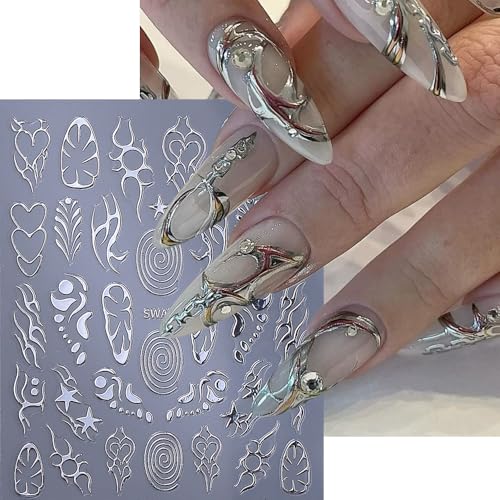 5 Sheets Gothic Nail Stickers for Nail Art, 3D Self-Adhesive Nail Decals - color: Goth-a
