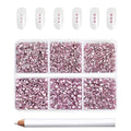 Beadsland Flatback Rhinestones, Light Pink, 7200pcs Mixed 6 Sizes - color: Light pink