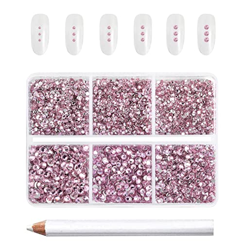 Beadsland Flatback Rhinestones, Light Pink, 7200pcs Mixed 6 Sizes - color: Light pink