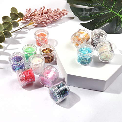 Allstarry 12 Colors Mermaid Nail Chunky Glitter - color: Mermaid Glitter