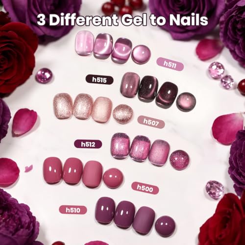 Beetles Purple Gel Nail Polish Set, 24 Pcs 20 Colors Purple Mauve Burgundy - color: Soirée Queen