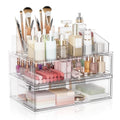 Clear Stackable Makeup Organizer with Drawer, 12''W Acrylic Storage Drawers - size: 3 Pack