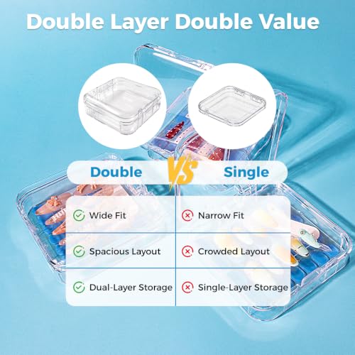 5pcs Dual Layer Press On Nail Cases with Nail Tool Kits for Travel - size: 5 Pcs