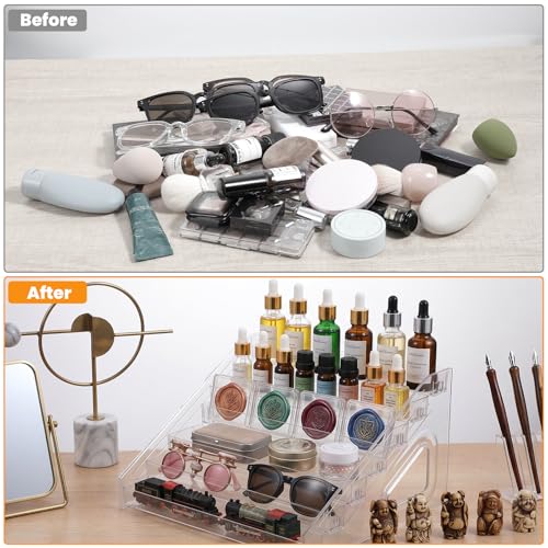 2 Pcs 7 Tier Essential Oil Organizer Clear Holder Nail Polish Display Rack