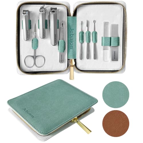 10-in-1 Manicure & Pedicure Set, Professional Stainless Steel Nail Care Kit with Portable PU Leather Travel Case, Ideal Gift for Women and Men (Blue) - color: Blue