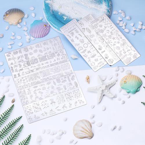 8pcs Summer Nail Stamping Plate Kit - Ocean Flower Fruit Nail Stamping Kit Spring Summer Nail Art Template Stencil Manicure Tool Reusable Salon Accessories Supplies for DIY Home Use - style: Tropical