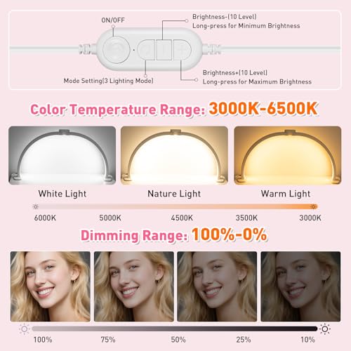 HITTI Super Large 29in Half Moon Light for Nail Desk, White - color: 29In White