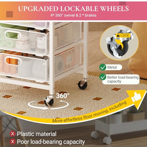 Goovilla Rolling Makeup Organizer Cart with Drawers, 5 Tier Metal, White - color: White, size: 5 Tier