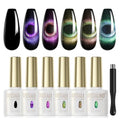ROSALIND 6 Colors Cat Eye Gel Nail Polish, Magentic Gel Polish with Magnet - color: 9D Cat Eye