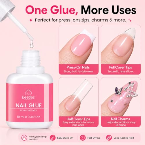 Beetles Press On Nail Glue Quick-Drying 10ml Super Strong Nail Glue - color: 00 - Clear - 01