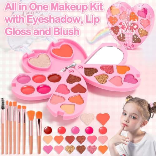 Makeup & Nail Art Kit, Washable Nail Polish and Press on Nails Gift