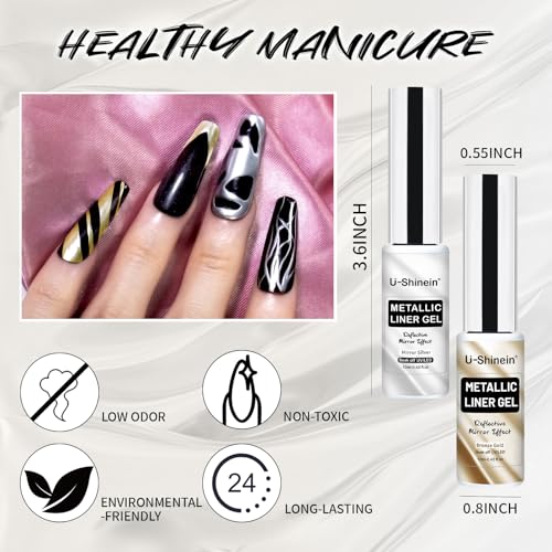 Metallic Mirror Painted Drawing Gel,Silver&Bronze Gold Metal - color: Mirror Silver+Bronze Glod