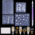 Laza 4pcs 3D Chain Silicone Nail Molds, Multiple Shapes Necklace Nail Molds - color: Starry Chain Silhouette