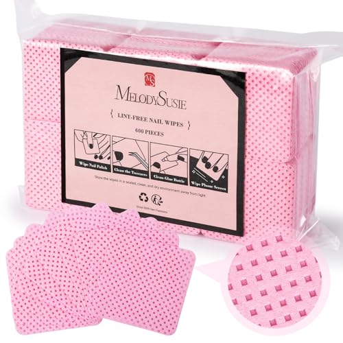 MelodySusie 600PCS Lint Free Nail Pink Wipes - size: A-600pcs