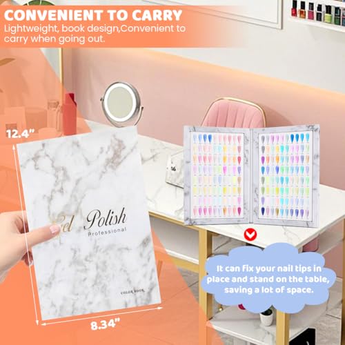 160 Nail Color Display Book with 240 Nail Tips & Number Stickers 1-200
