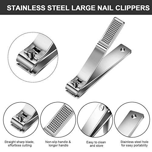 Mudder 6 Pcs Large Toenail Clippers Straight Edge Cutters, Silver - color: Silver