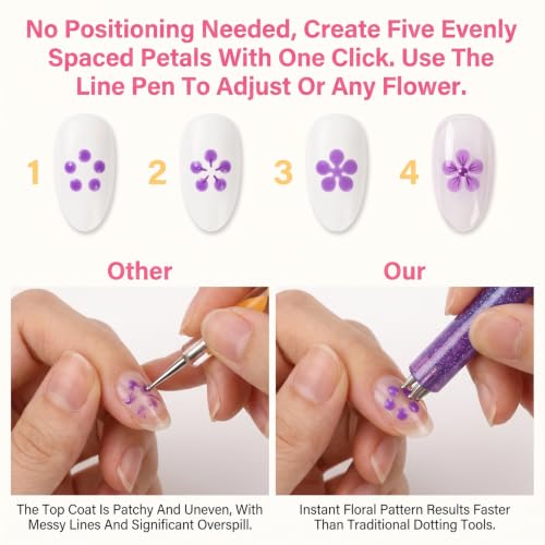 2Pcs 5 Petal Flower Dotting Tool Nail Art 1.8mm Nail Dot Tool