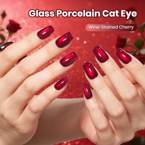 Beetles Red Halloween Cat Eye Gel Nail Polish, 15ML Wine-Stained Cherry - color: C - Red | Wine-Stained Cherry