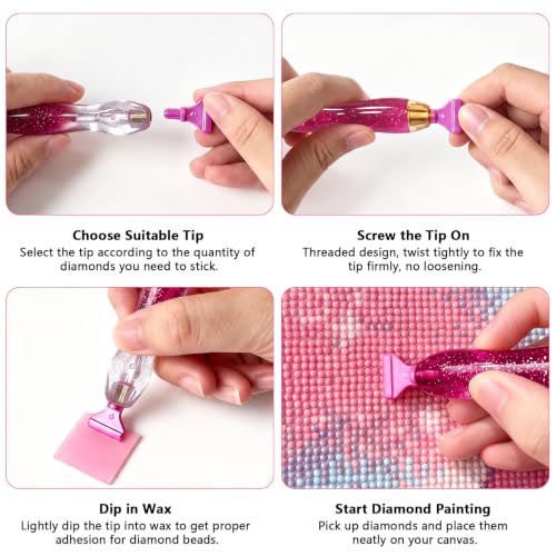 26 Piece 5D Ergonomic Diamond Art Painting Pens Kit,Rose red - color: Rose red