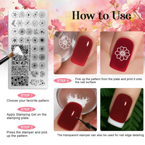 6 Sheets Nail Stamping Plate Flower Leaf Theme Nail Art Stamp - color: Flower Leaves