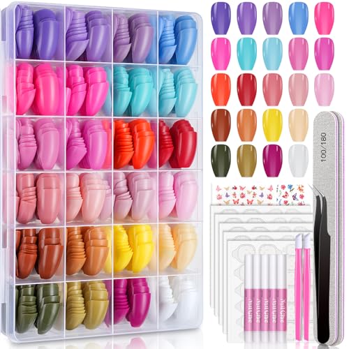 TsMADDTs Coffin Press On Nails, Acrylic Medium Short Ballerina False Nails