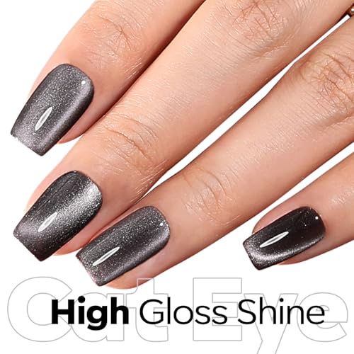 modelones Black Cat Eye Gel Nail Polish Soak Off UV/LED Gel Polish 15ML - color: A2-Black Cat Eye