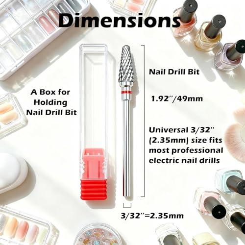 FANTEXY 3/32" Nail Drill Bit Professional Carbide Tungsten Drills Bit,Acrylic Nail Bits,Gel Polish Remover Drills Bits,Nails Drill Tips,Suitable for Manicure Pedicure Cuticle Gel Polishing,Fine-F