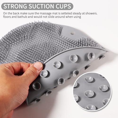 3PACK Silicone Shower Foot Scrubber,Wall Slip Suction Cups Body Scrubber