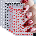 8Sheets Heart Nail Stickers Red Love Nail Decals 3D Self-Adhesive Valentine's Day Nail Art Stickers White Black Heart Nails Design Little Love Hearts Nail Supplies for Women Girls Acrylic DIY Manicure - style: red heart
