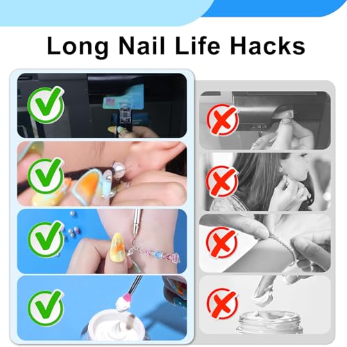 Life Helper Kit for Long Nails – Card Grabber for Long Nails, Bracelet Helper Tool, Piercing Ball Grabber Tool, Lip Applicators,Multi-use Beauty Accessories for Women with Long Acrylic Nails - size: 6PCS