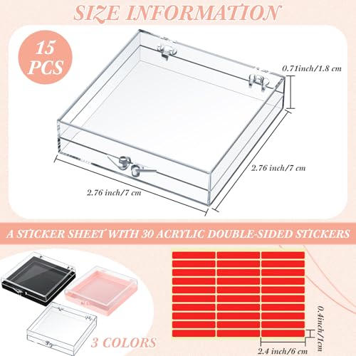 Landhoow 15 Pcs Press on Nail Box, Acrylic Display Case,Clear, Black, Pink - color: Clear, Black, Pink