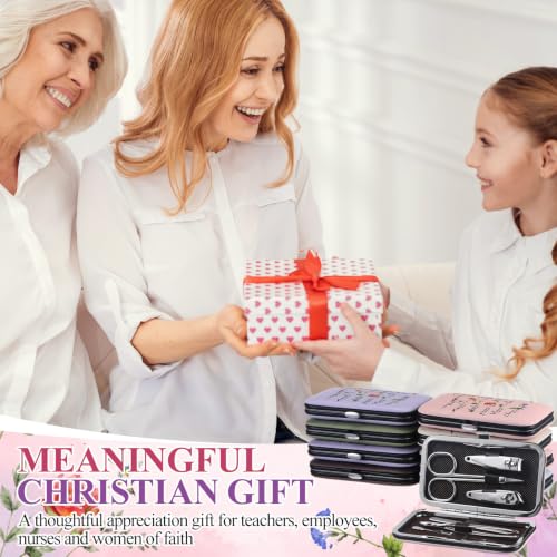 24 Set Christian Manicure Set, Bible Verse Gift Bulk for Women, Floral - color: Pastel Floral